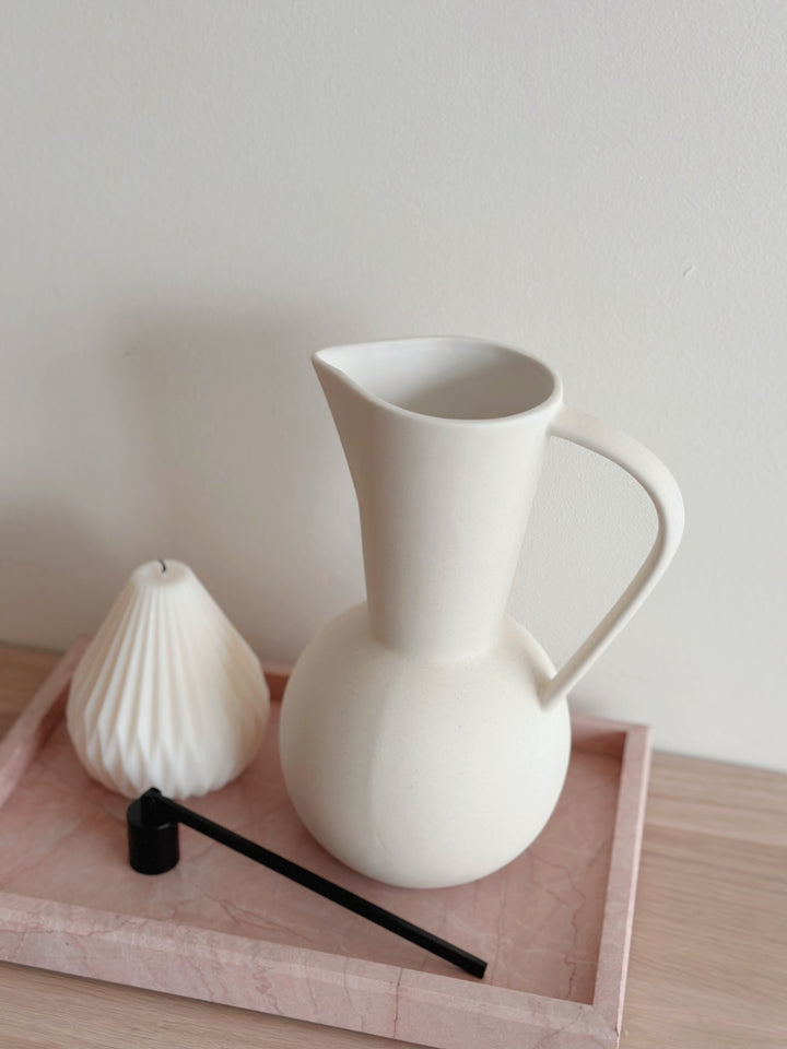 Natural Elegance Matte Porcelain Pitcher Vase - Cream Beige