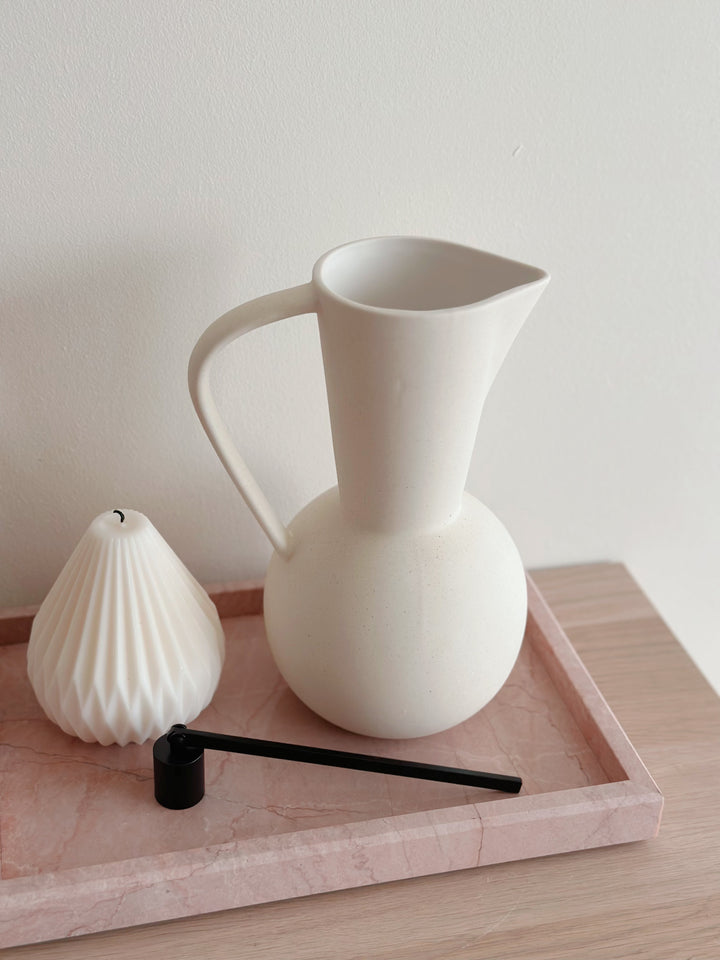 Natural Elegance Matte Porcelain Pitcher Vase - Cream Beige