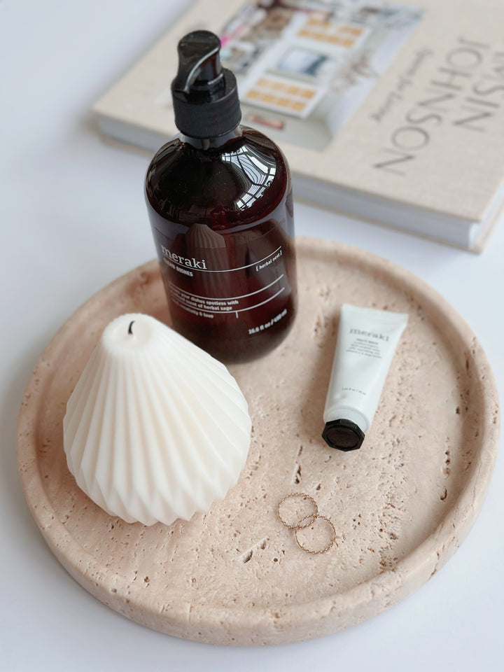 Large Round Travertine Tray