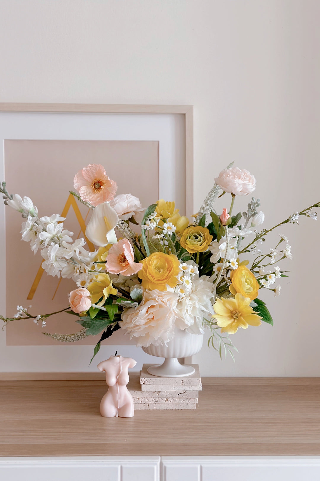 Buttercup Blooms on Pedestal (2 sided)