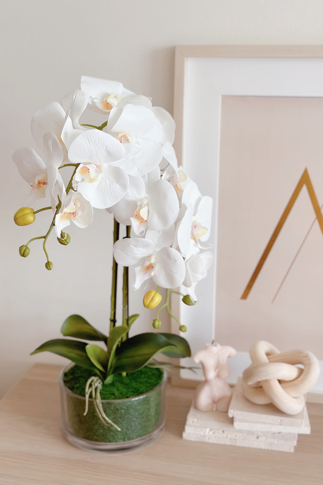 Artificial Potted White Orchids (2 branches)