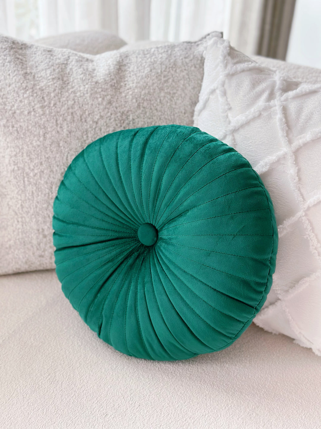 Emerald green Velvet Round Cushion