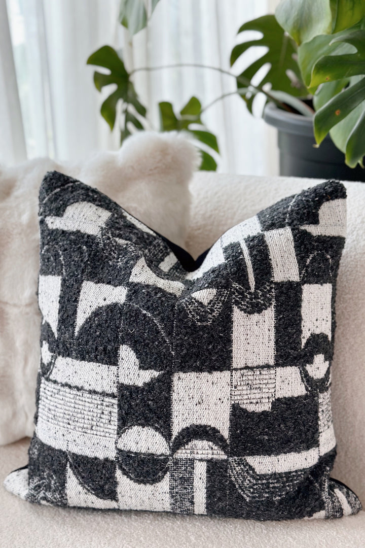 Black Abstract Geometric Pattern Cushion Cover