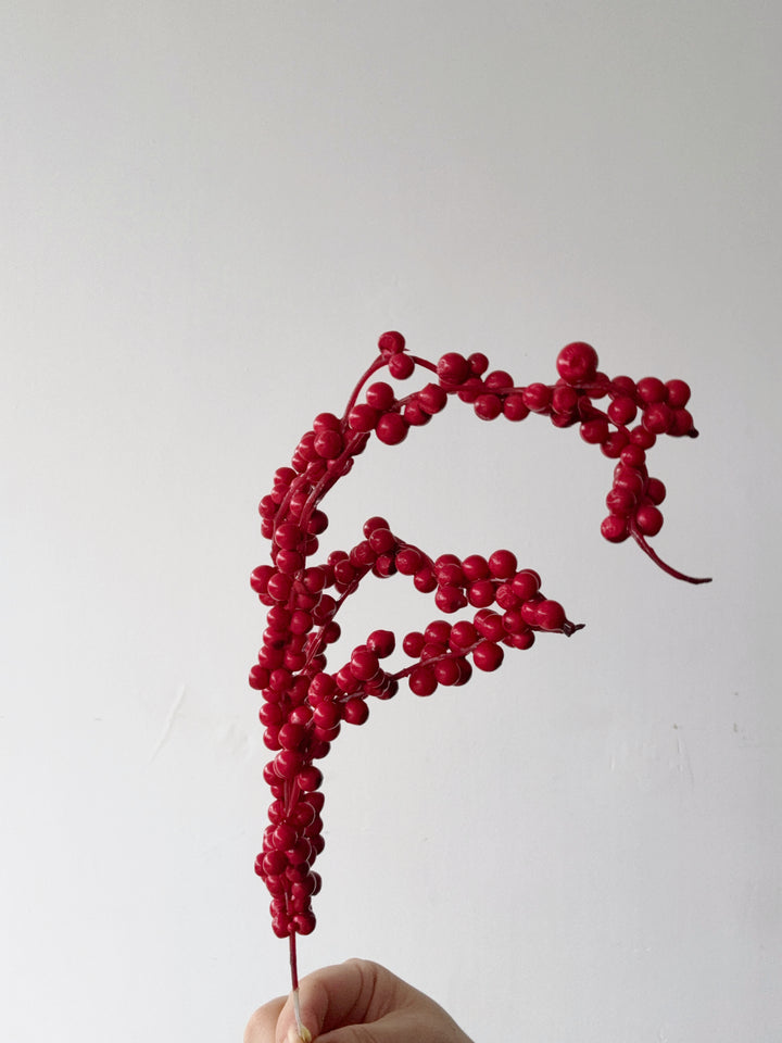 Cherry Red Trailing Berry Branch (Set of 3)