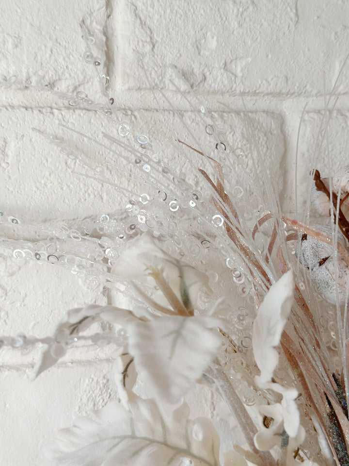 Creamy Winter Bliss: Celestial Holiday Flower Arrangement (1 sided)