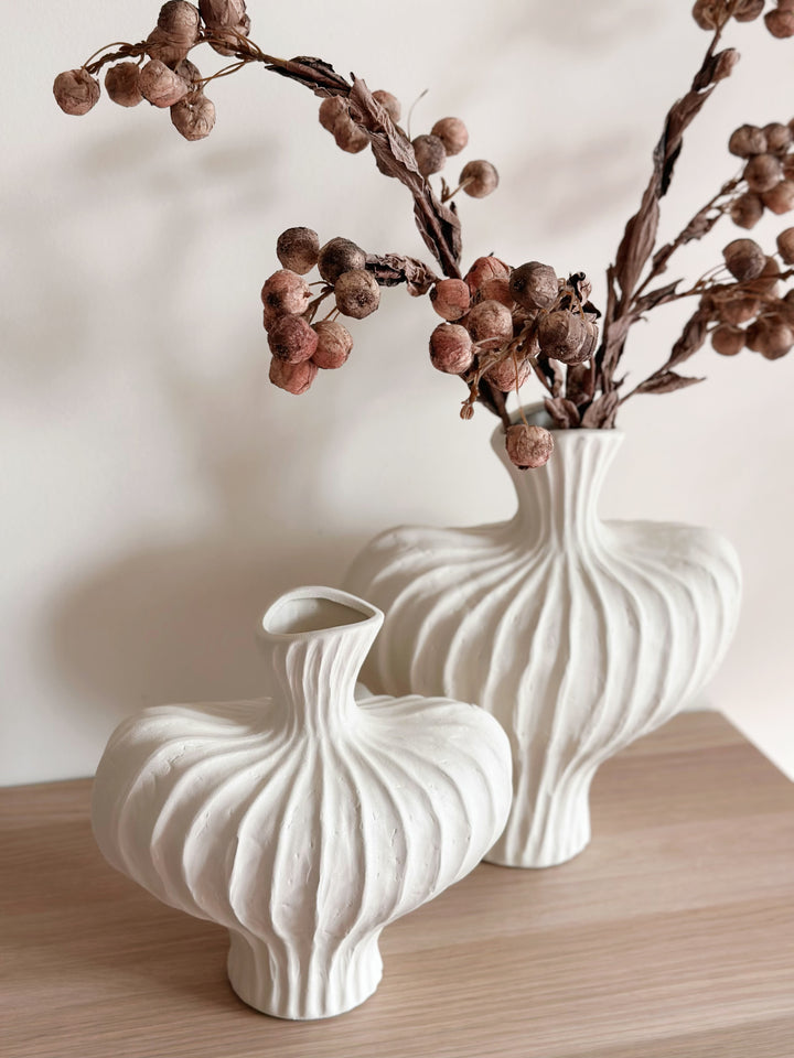 Artisanal Groove Porcelain Vase - Off White (2 sizes)