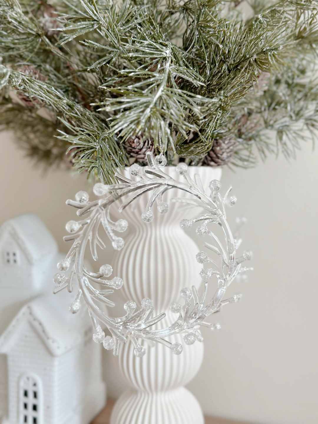Glittery Clear Wreath Ornament