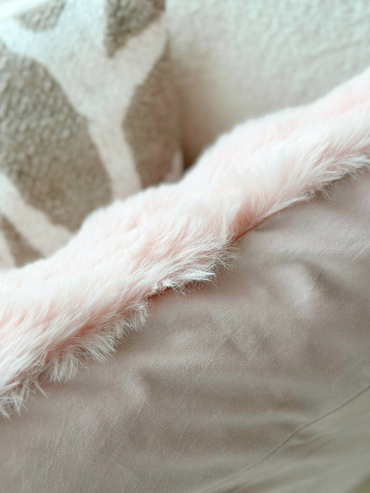 Dusty Sweet Pink Faux Mink Fur Cushion Cover