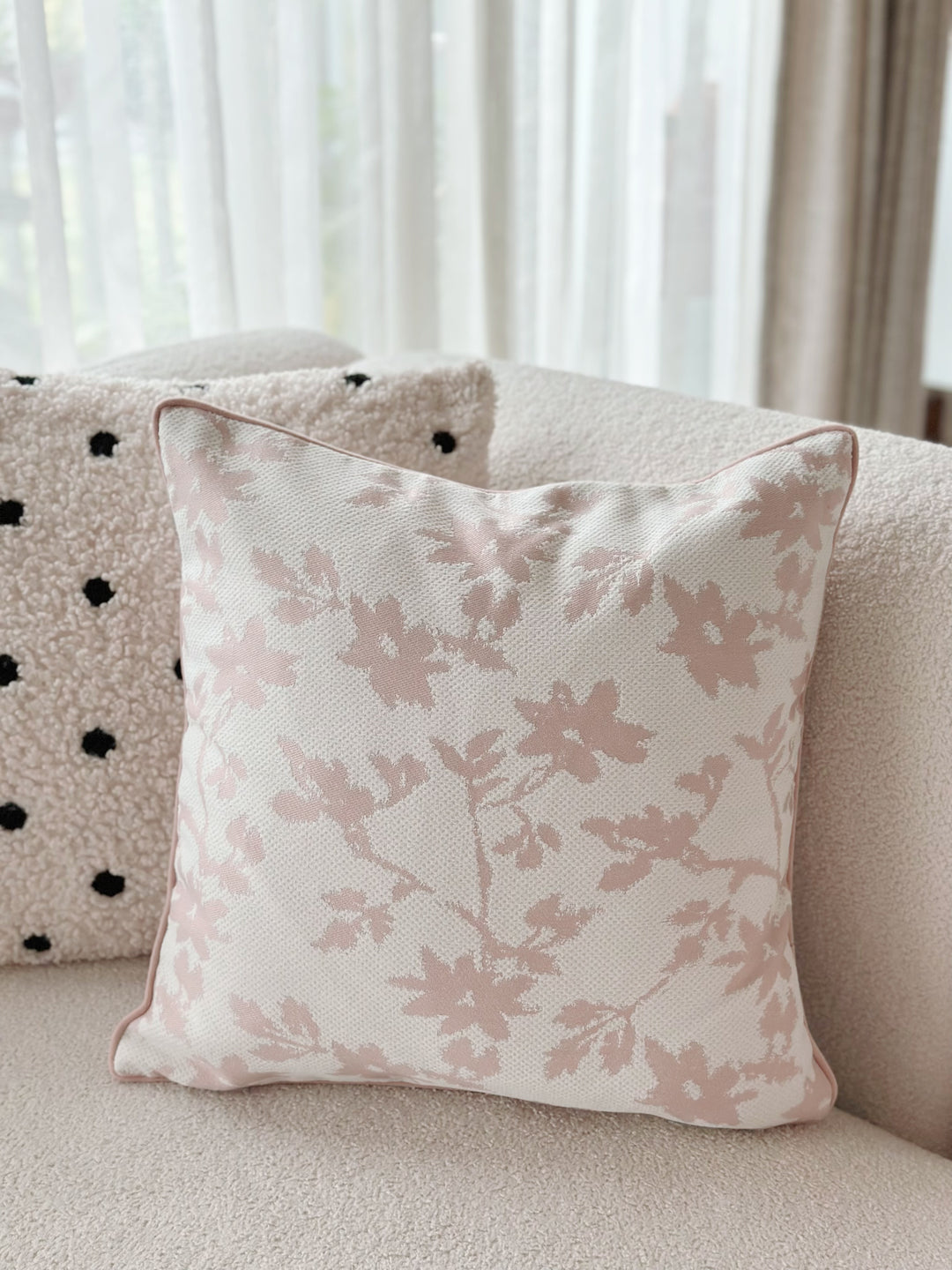 Pink Leaves Cushion Cover