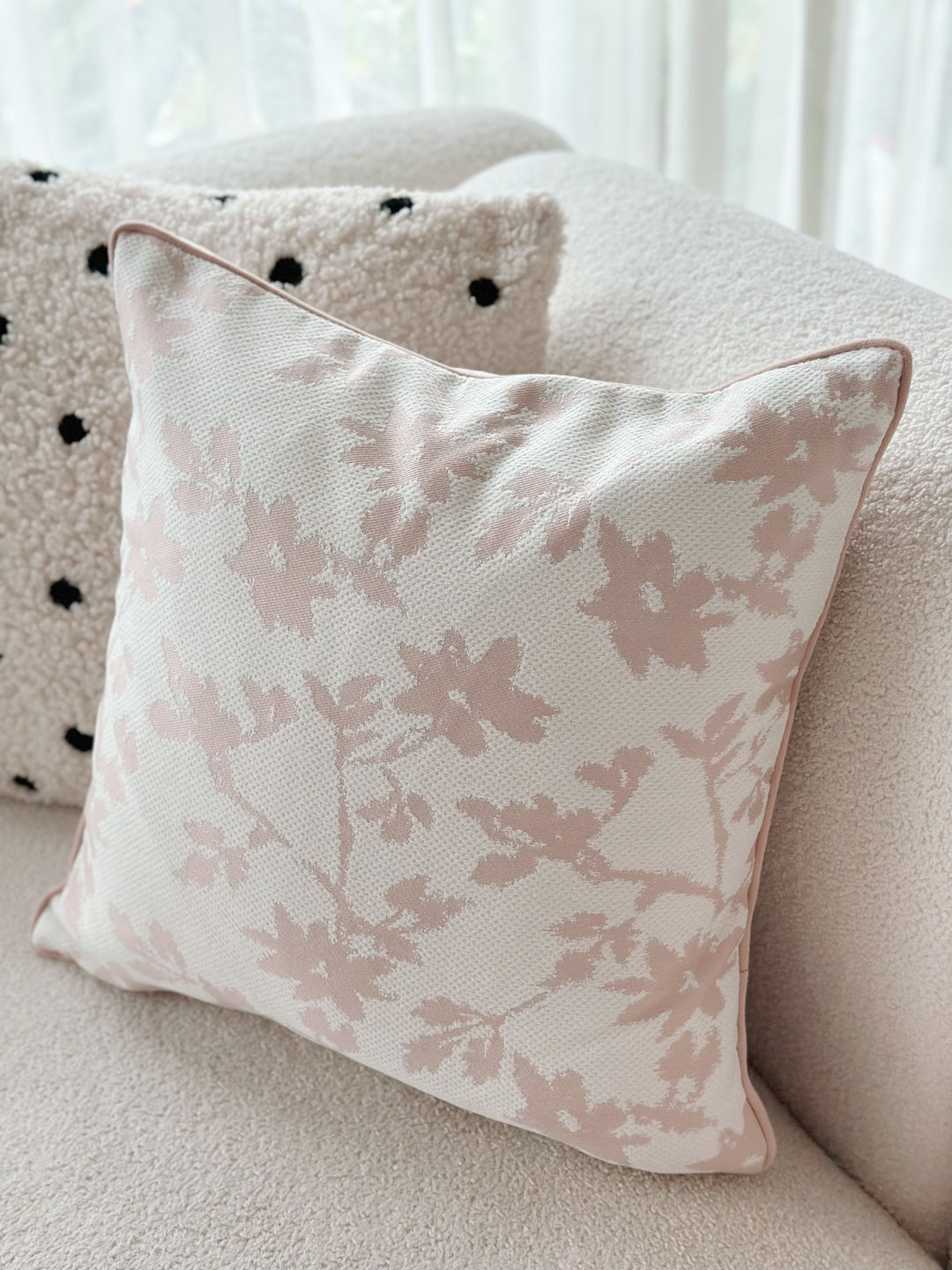 Pink Leaves Cushion Cover