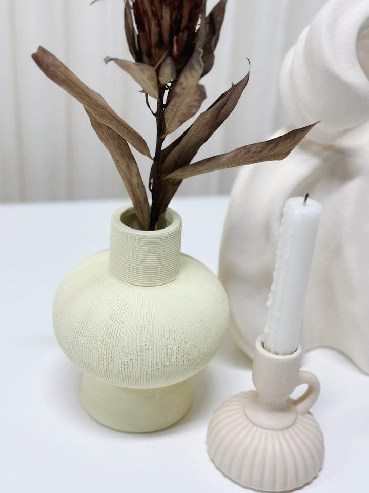 Rustic Lines Cream Porcelain Vase