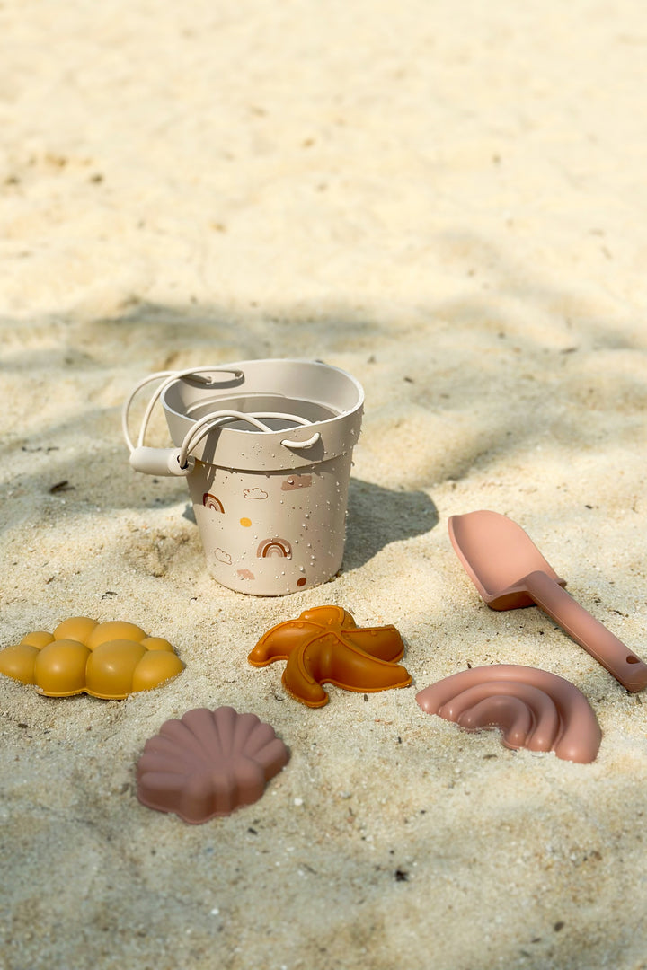 Rainbow & Clouds Silicone Bucket Beach Toy Set