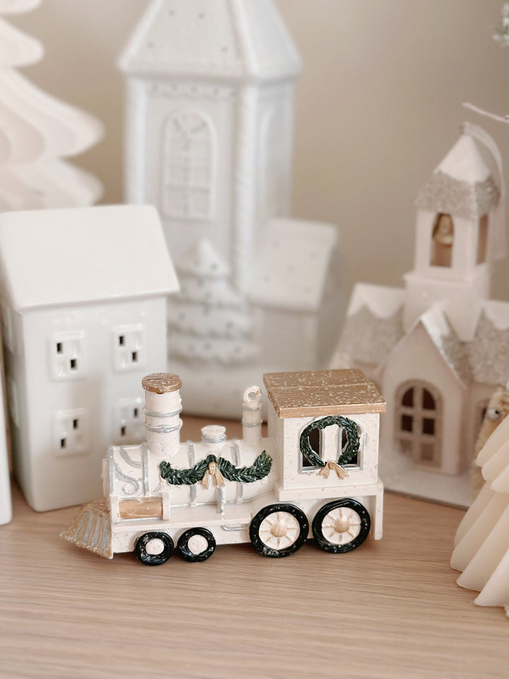 Vintage White Train Head Ornament