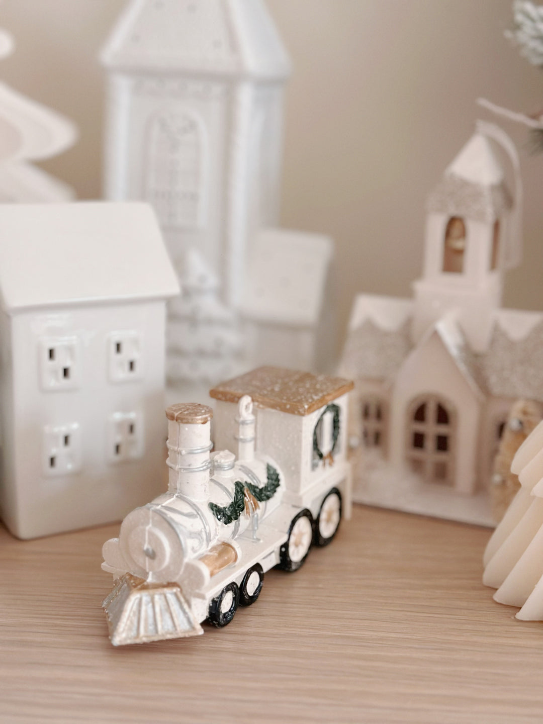 Vintage White Train Head Ornament