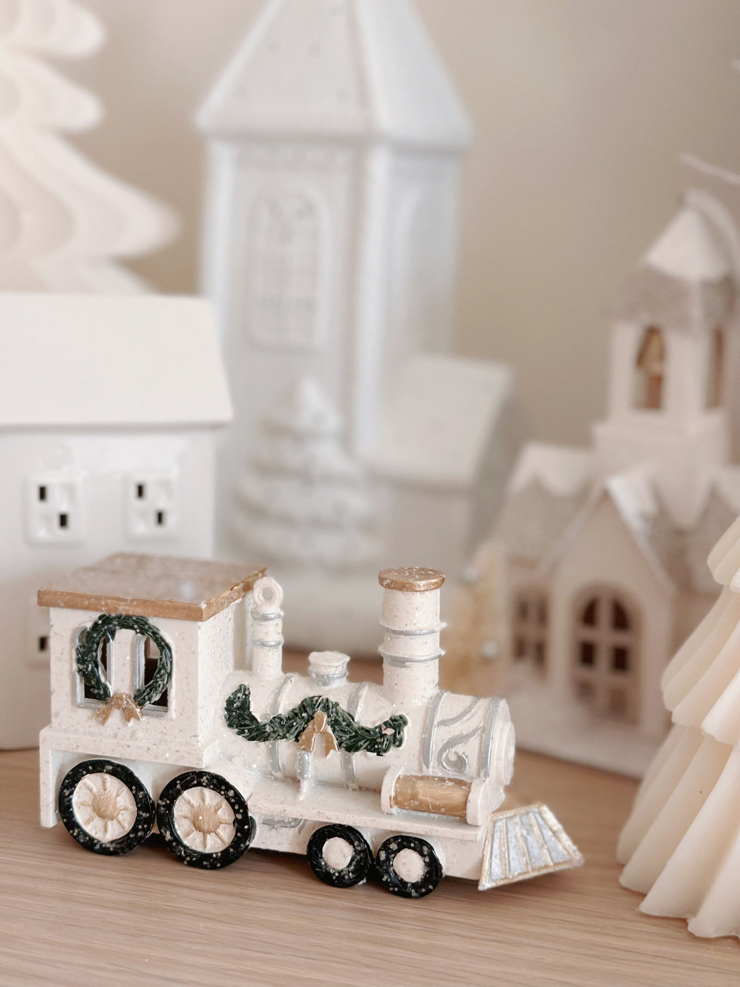 Vintage White Train Head Ornament