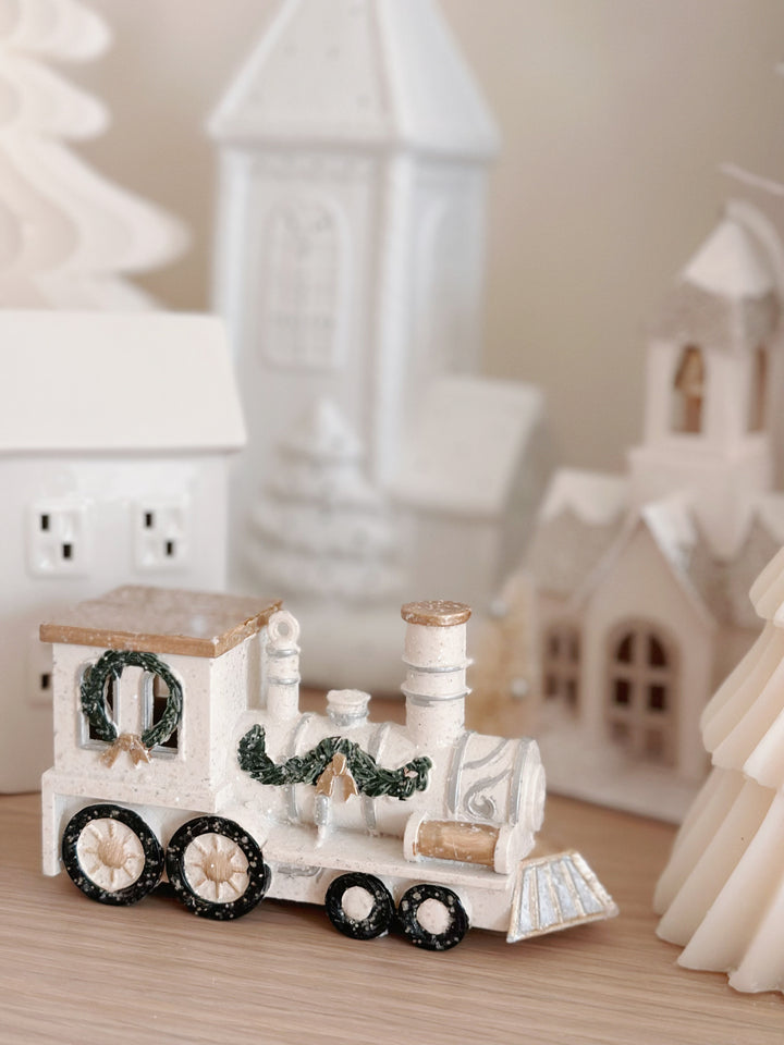 Vintage White Train Head Ornament