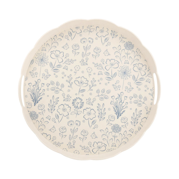 PRE-ORDER (26/09-02/10): Round Scalloped Floral Bamboo Tray