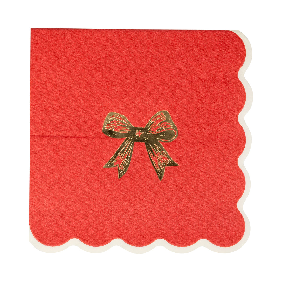 PRE-ORDER (26/09-02/10): Red/Gold Bow Cocktail Napkin