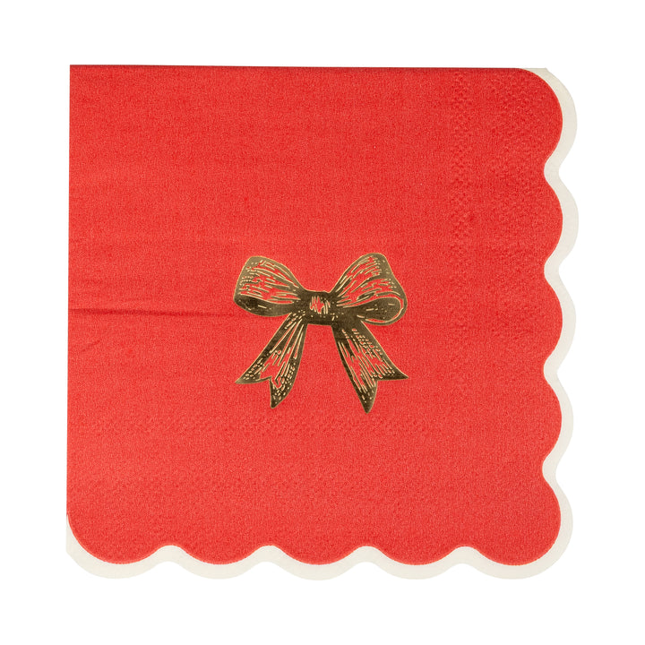 PRE-ORDER (26/09-02/10): Red/Gold Bow Cocktail Napkin