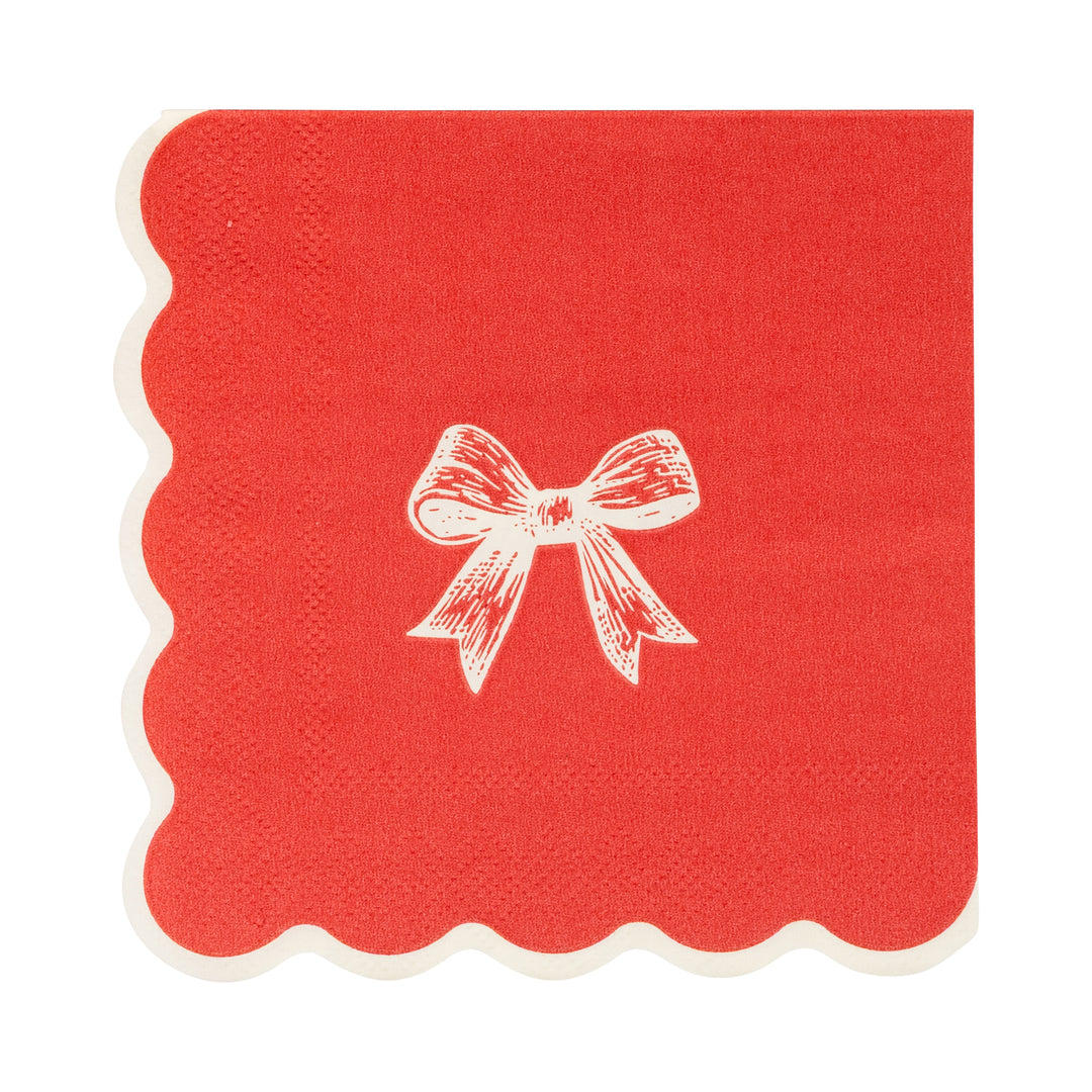 PRE-ORDER (26/09-02/10): Red/Gold Bow Cocktail Napkin