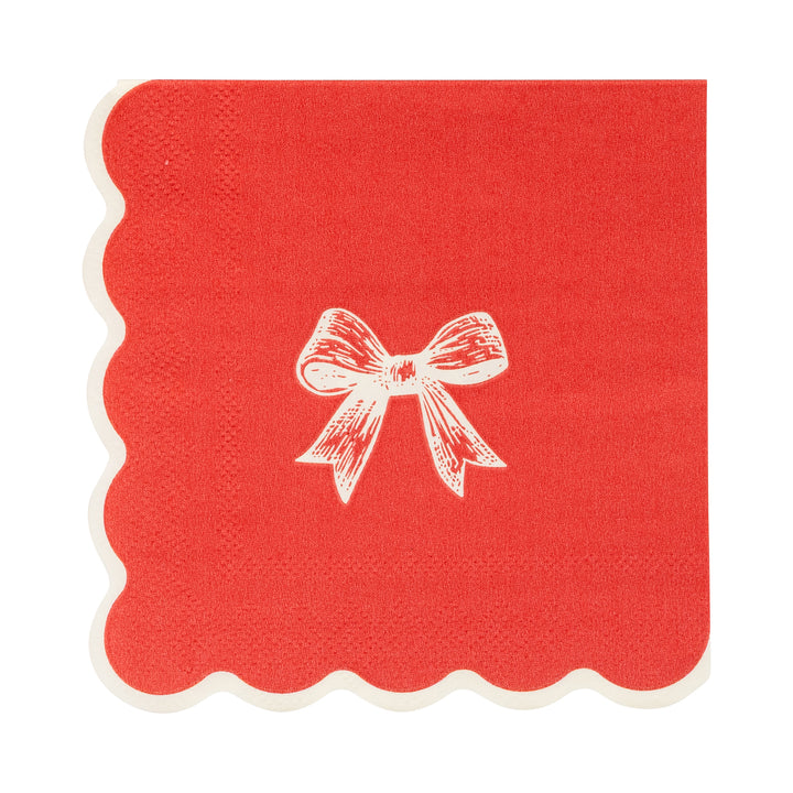 PRE-ORDER (26/09-02/10): Red/Gold Bow Cocktail Napkin