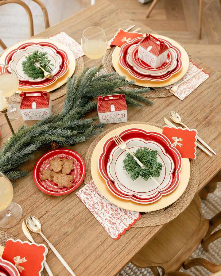 PRE-ORDER (26/09-02/10): Red Scalloped Cream Lines Plate 11"