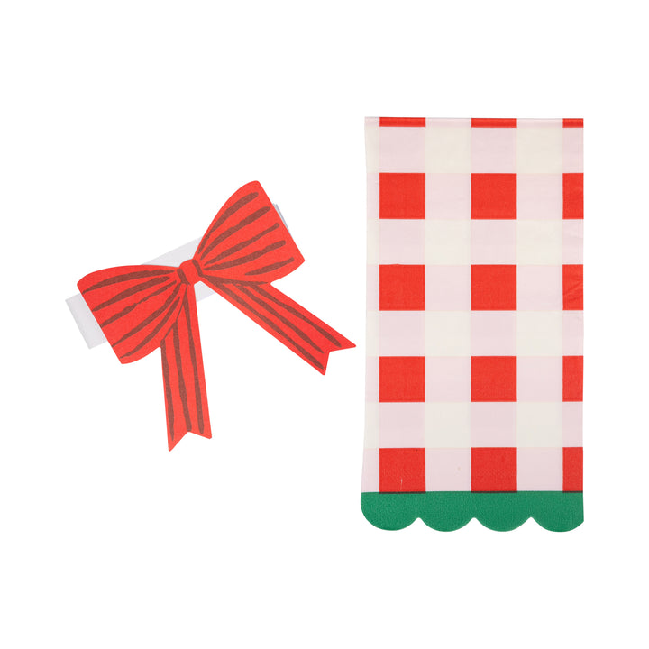 PRE-ORDER (26/09-02/10): Plaid Napkin with Bow Paper Ring
