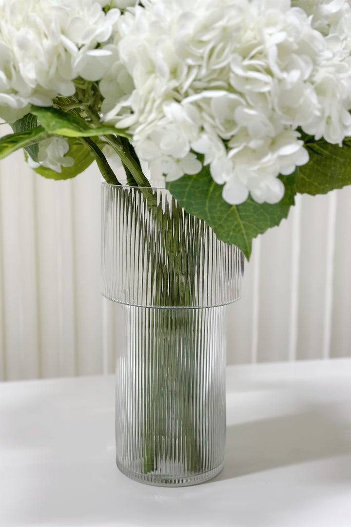 Clear Fluted Tall Glass Vase