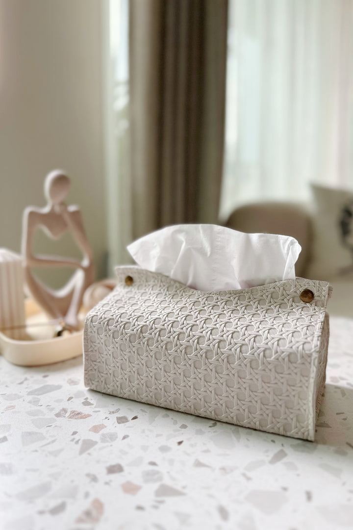 Embossed Woven Faux Leather Tissue Paper Cover (2 colours)