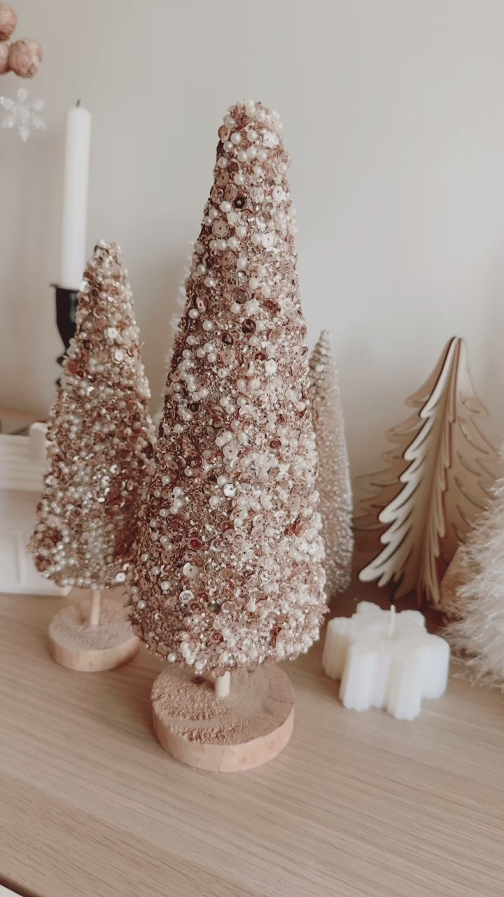 PRE-ORDER (15-21 Oct): Beaded Sparkly Brown Christmas Tree (set of 2)