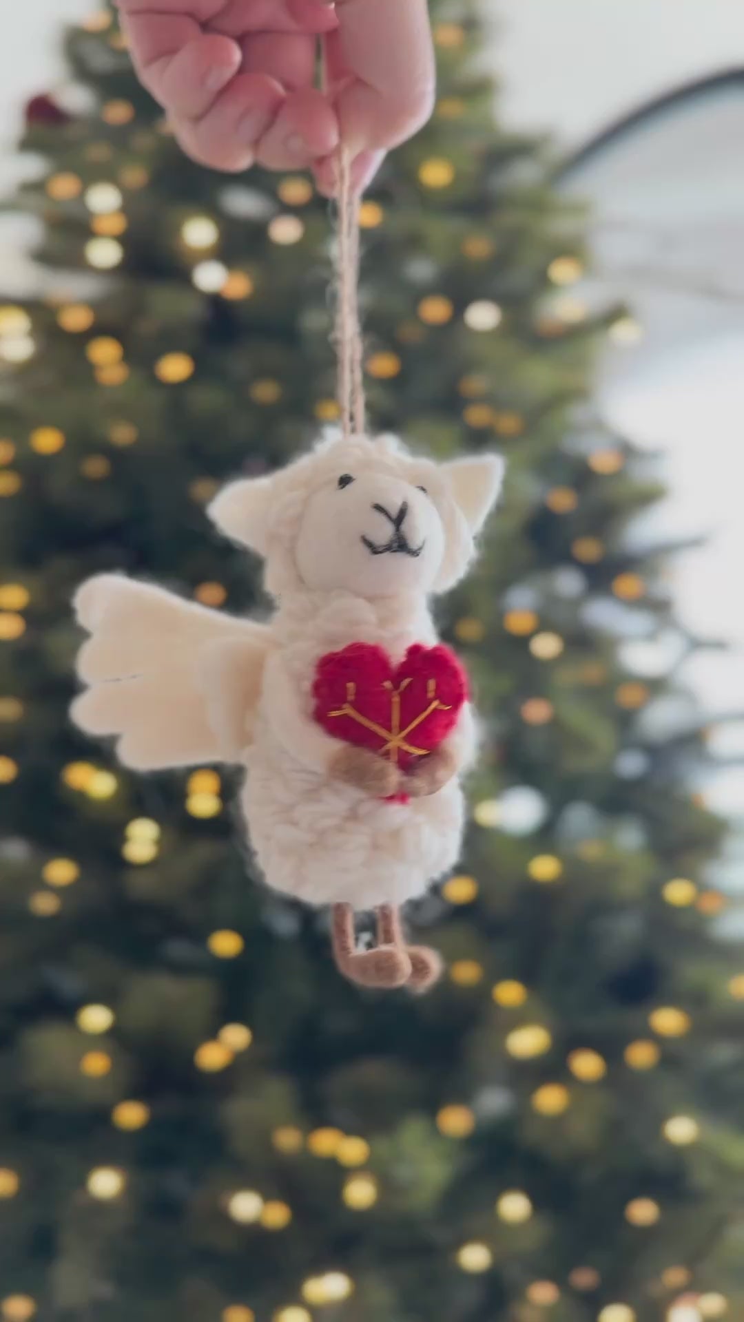 Sweetheart Angel Sheep Wool Felt Ornament