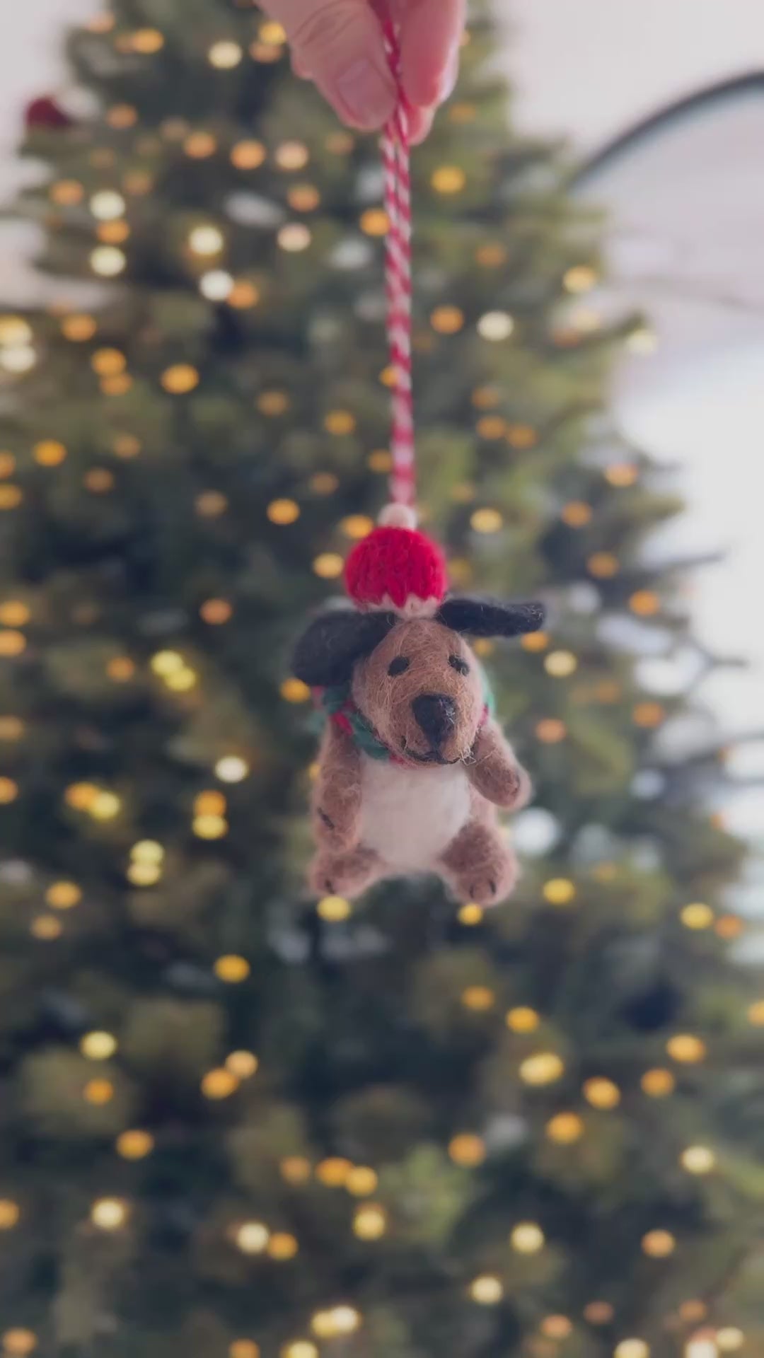 Bobble Hat Pup Wool Felt Ornament
