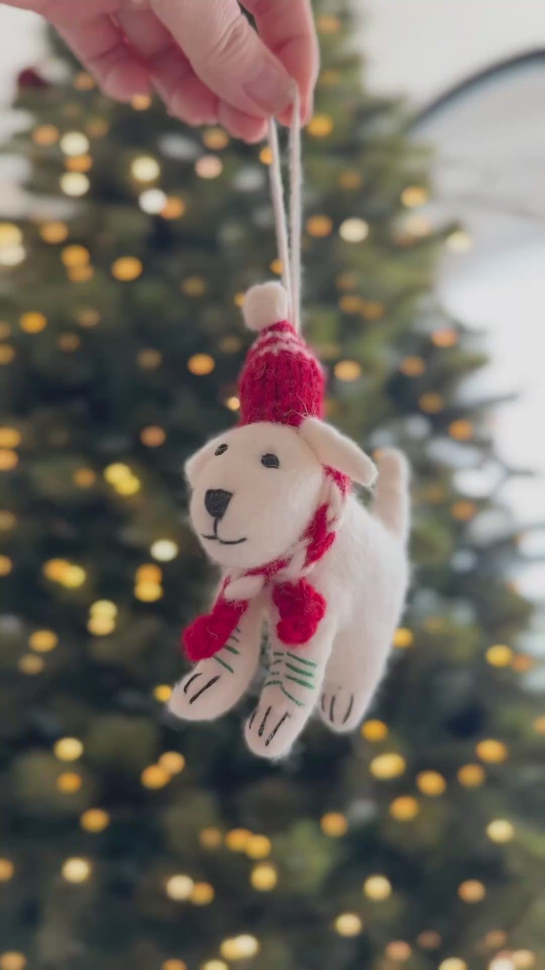 Snowy Winter Pup Wool Felt Ornament