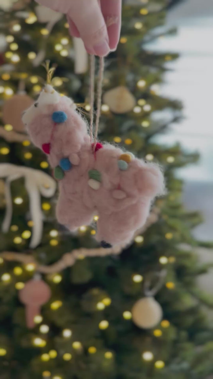 Pom Garland Llama Felt Ornament