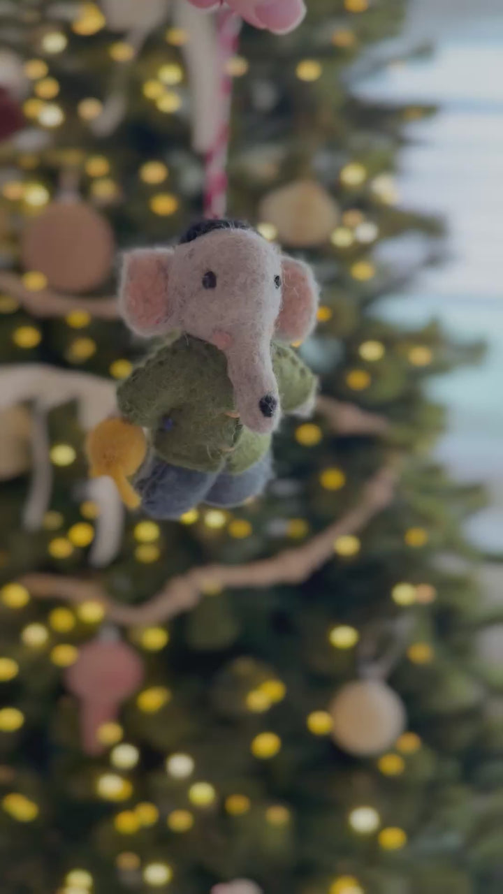 Woolly Elephant Felt Ornament