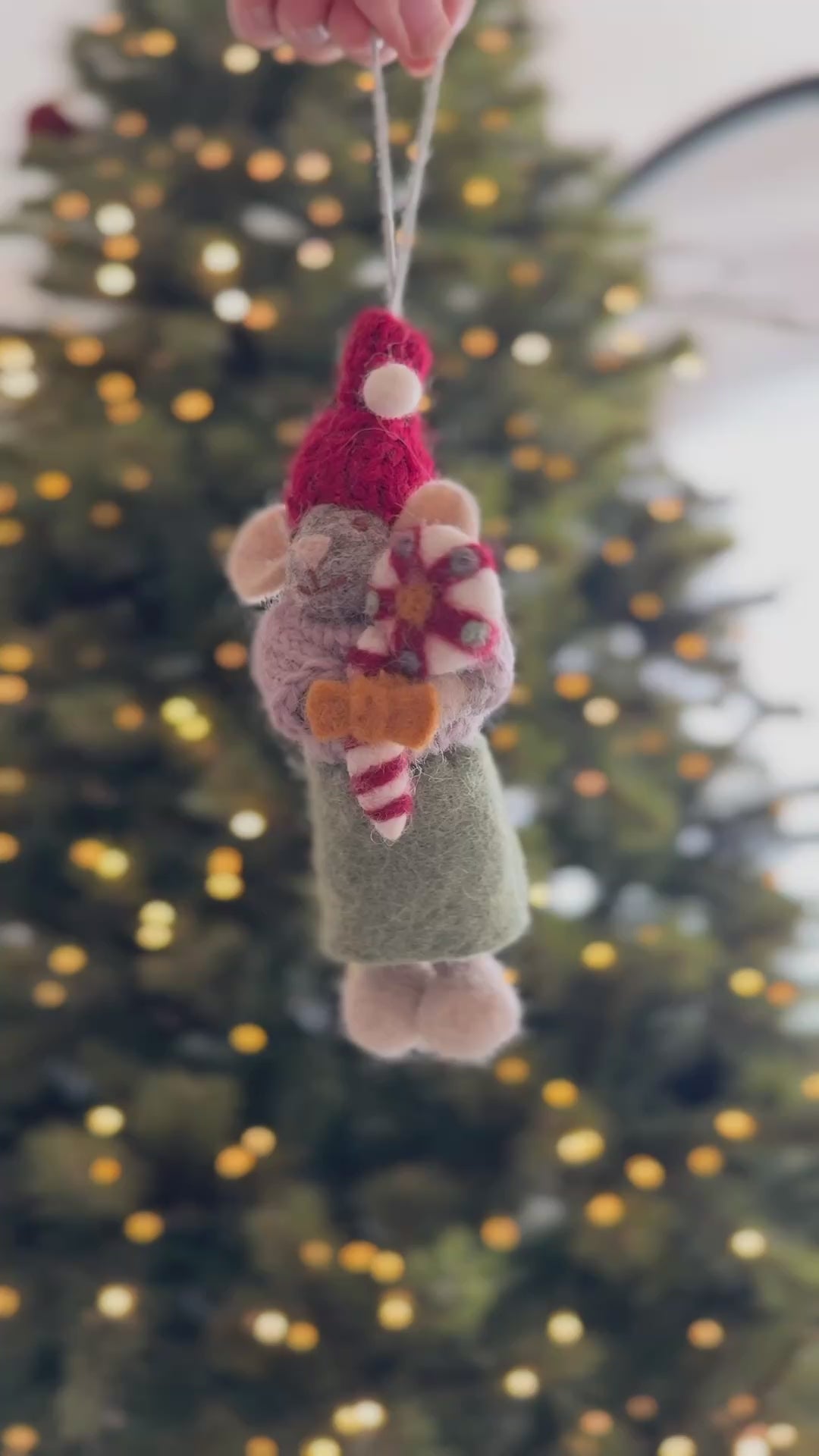 Lollipop Mouse Wool Felt Ornament