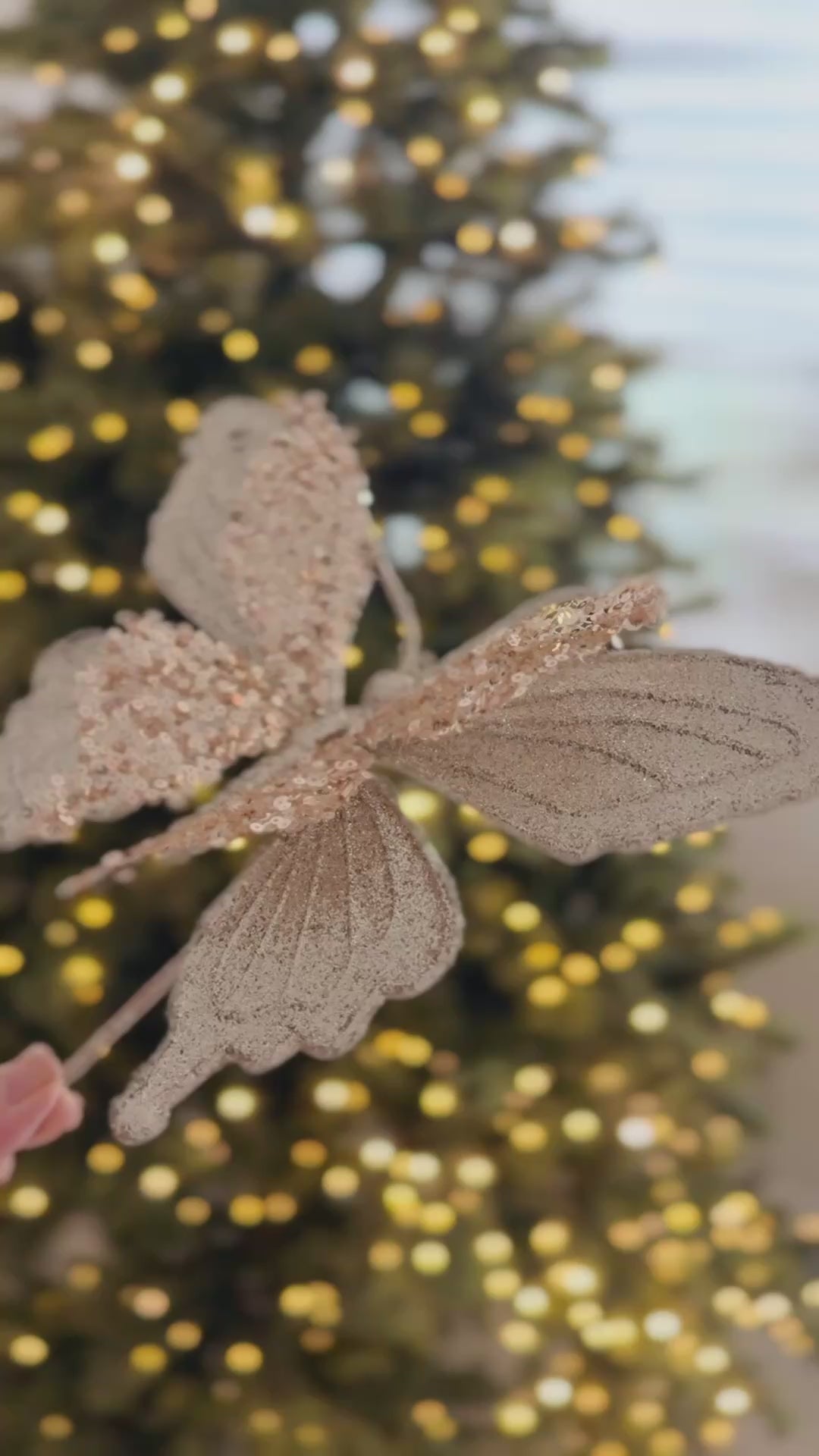 Champagne Flutter Glitter Butterfly Pick