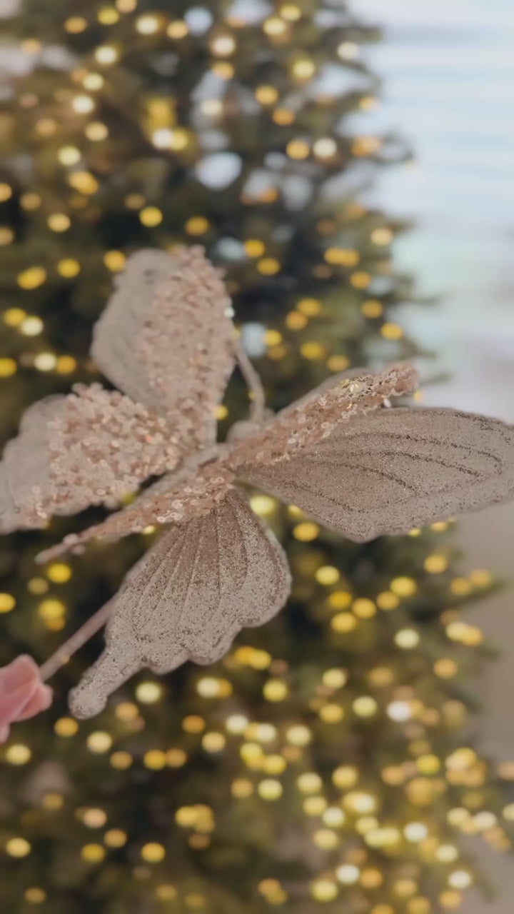 Champagne Flutter Glitter Butterfly Pick