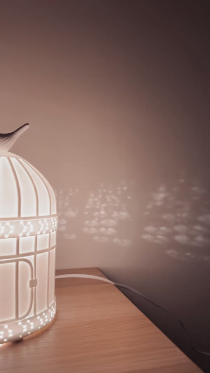 Aviary Glow Birdcage Table Lamp
