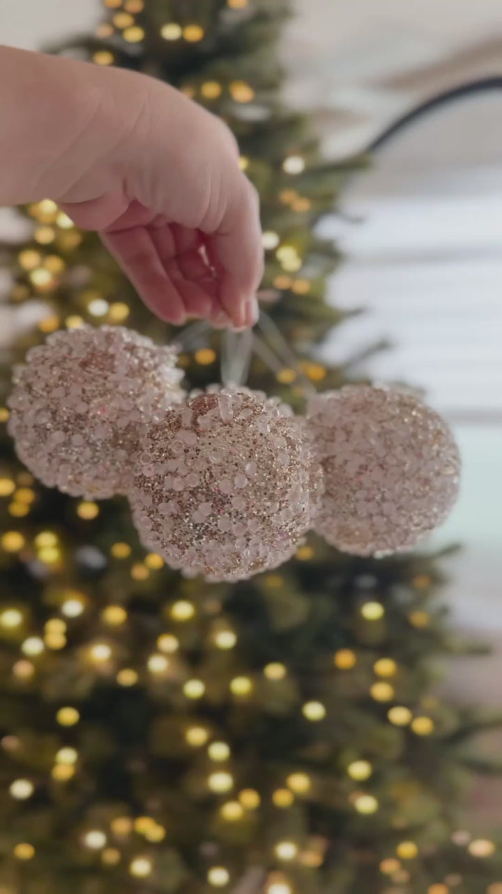 Champagne Sugar Sparkle 8cm Bauble Set (set of 4)