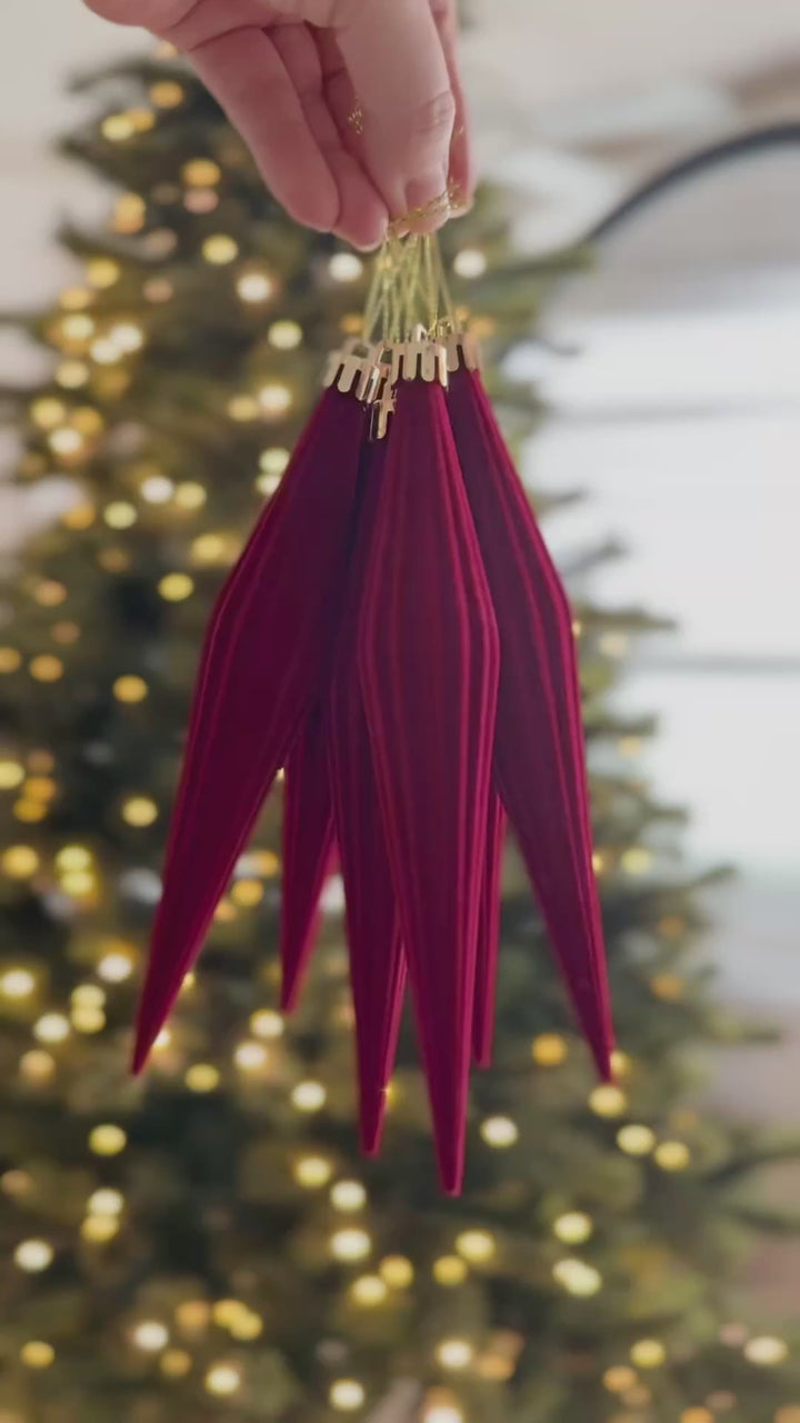 Ruby Elegance Velvet Icicle Ornaments (set of 6)