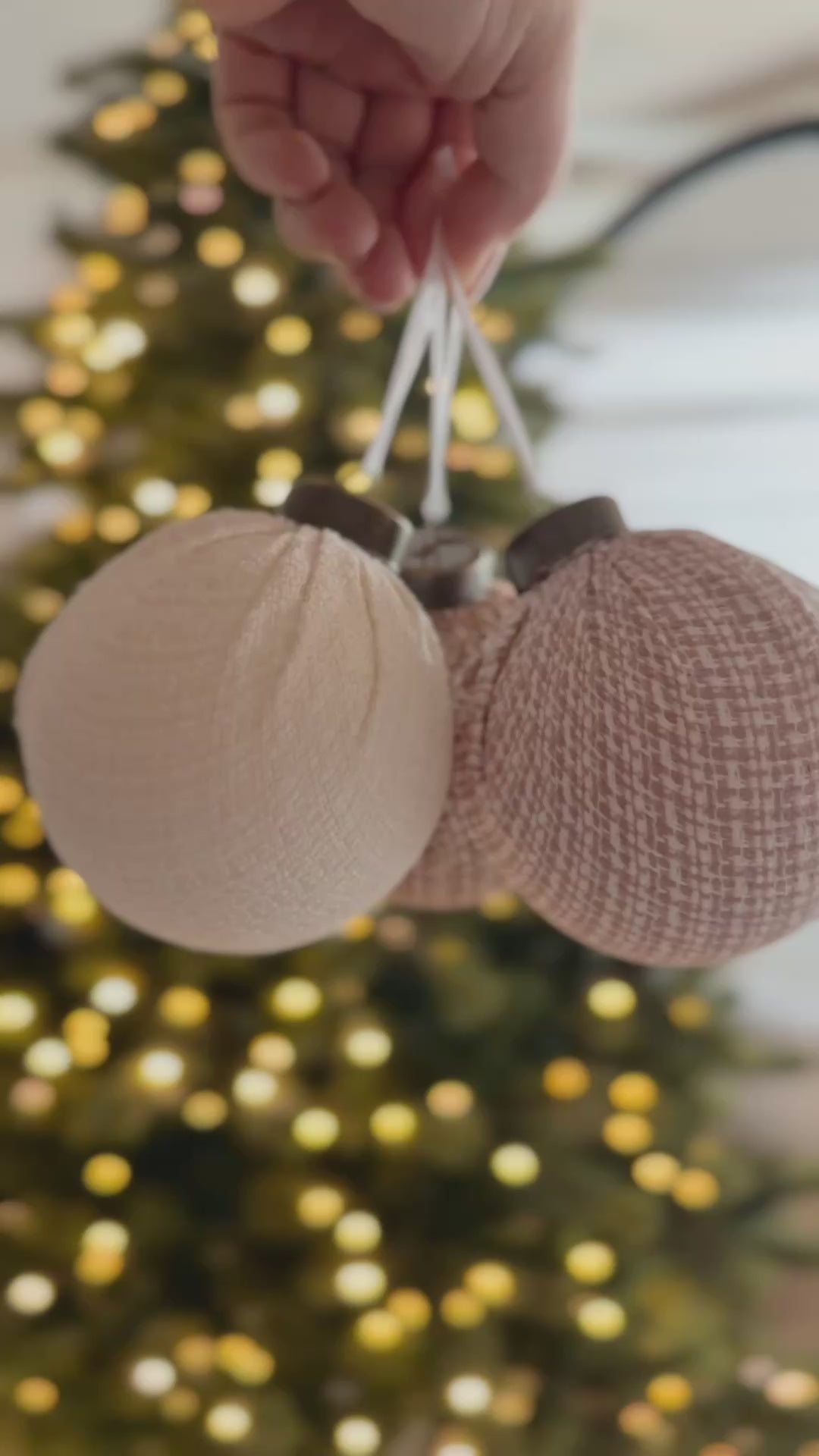 Cosy Cottage Fabric 8cm Bauble Set (set of 9)