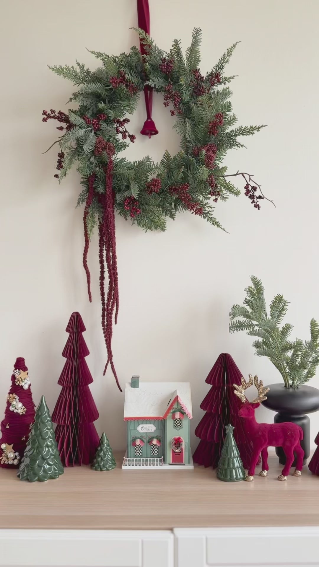 Burgundy Woodland Christmas Wreath