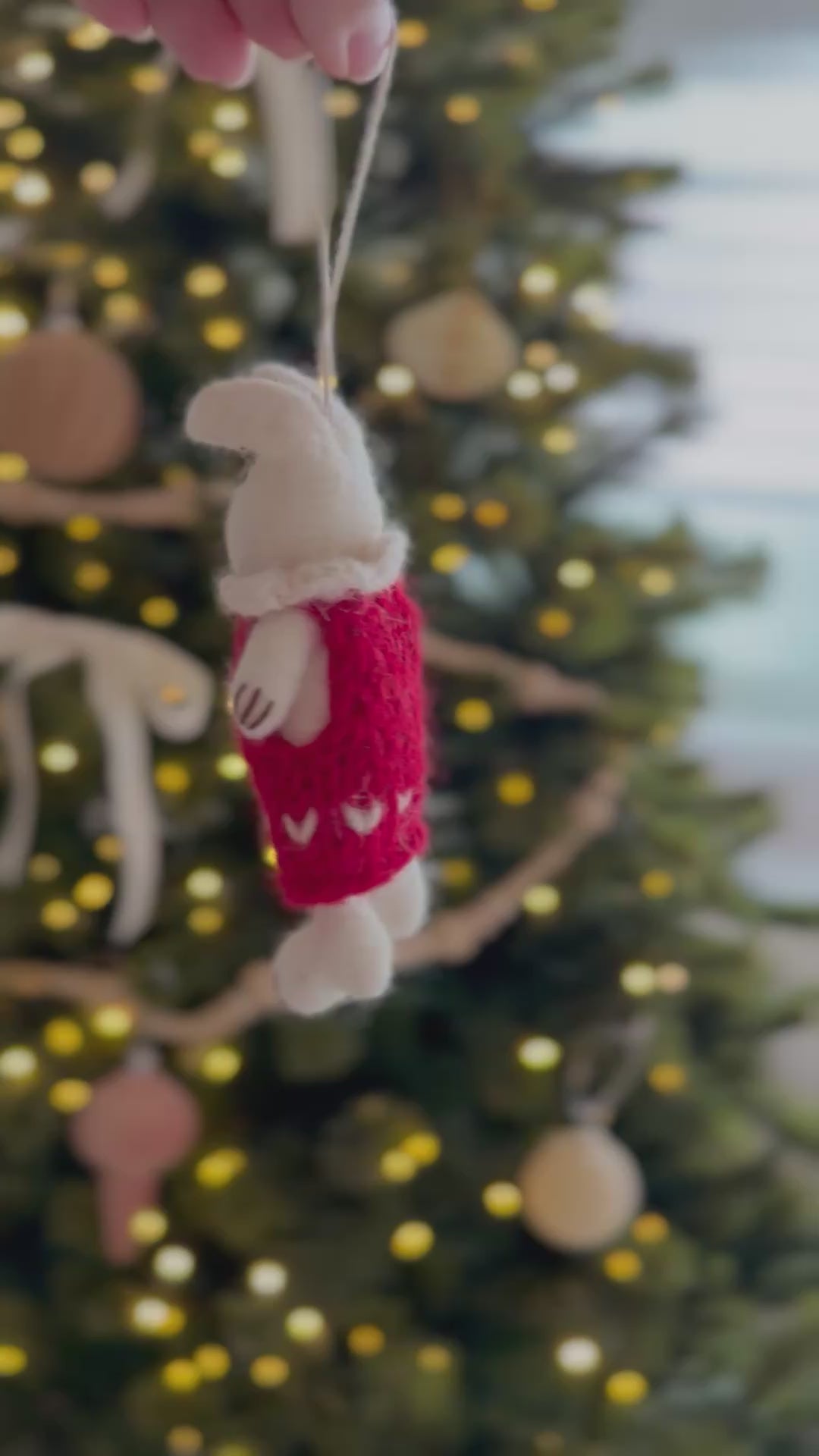 Winter Knit Bunny Felt Ornament