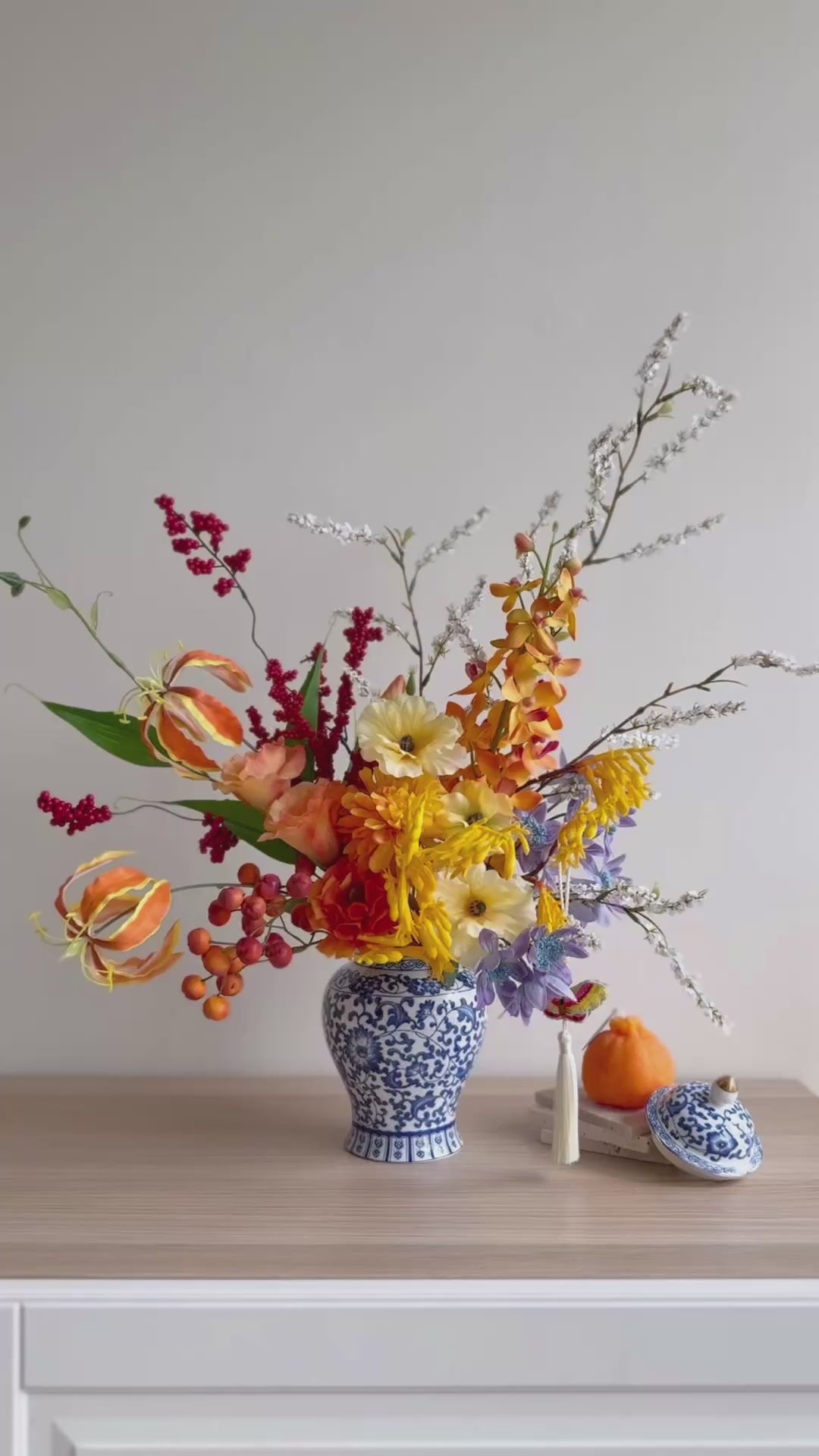 花开富贵 Blooming Prosperity Display In The Vase (1-sided)