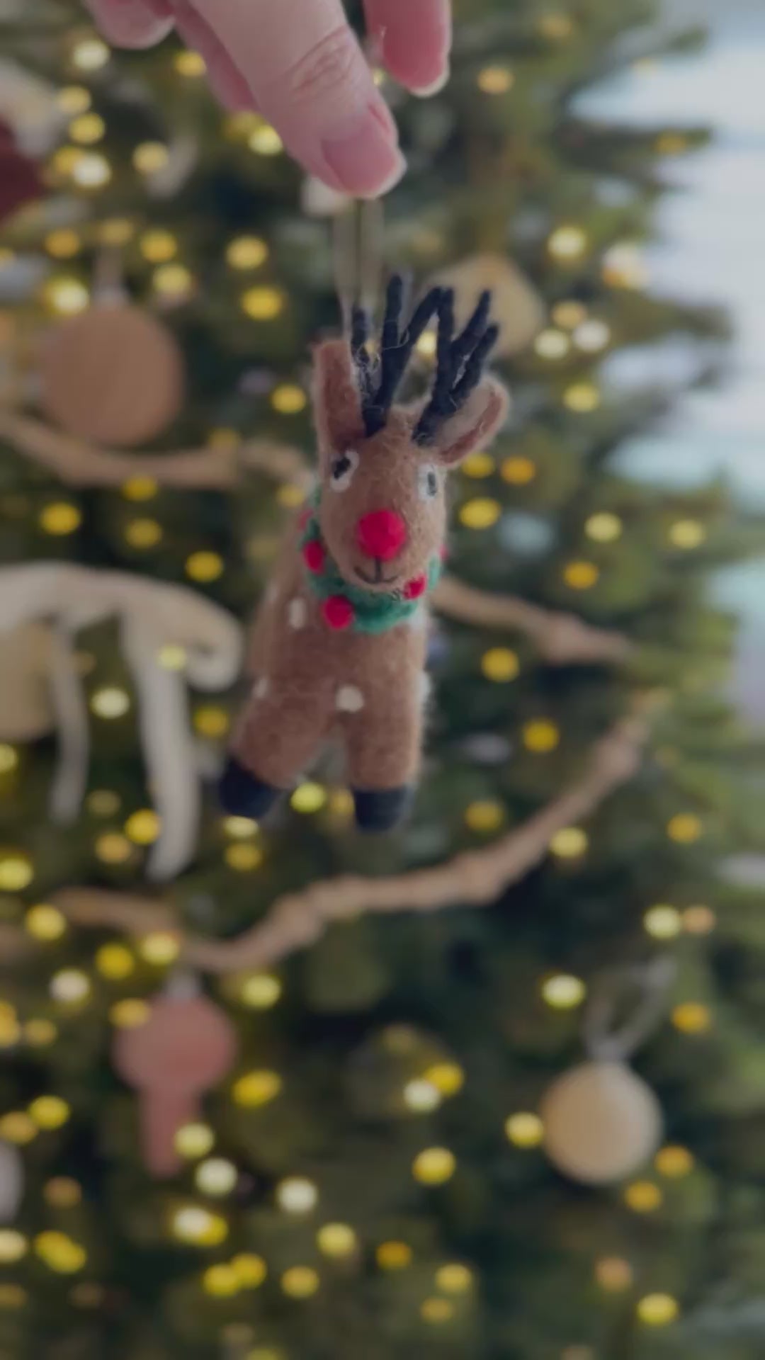 Red-Nose Reindeer Felt Ornament