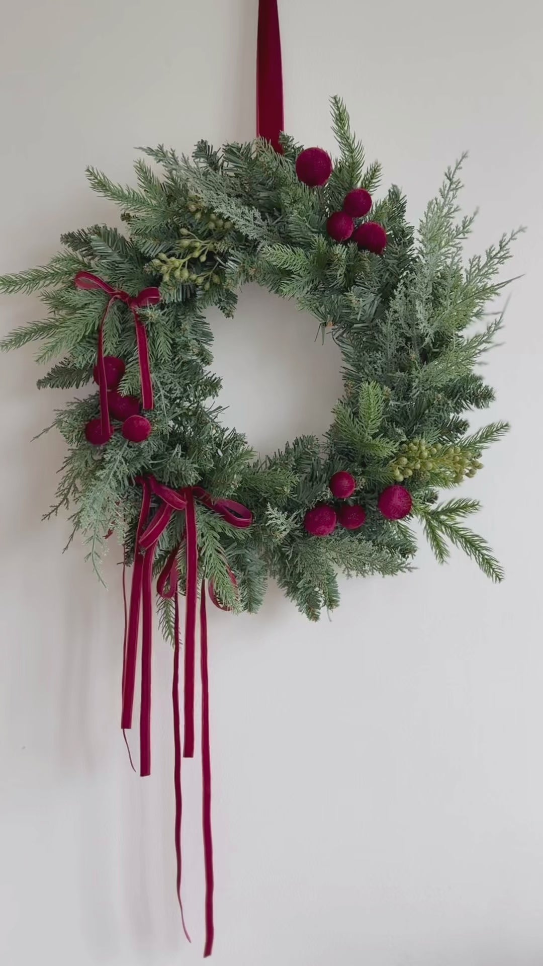 Crimson Velvet Christmas Wreath