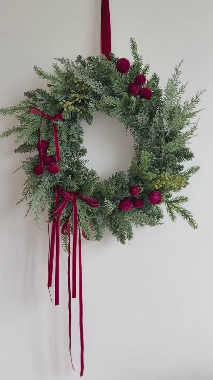 Crimson Velvet Christmas Wreath