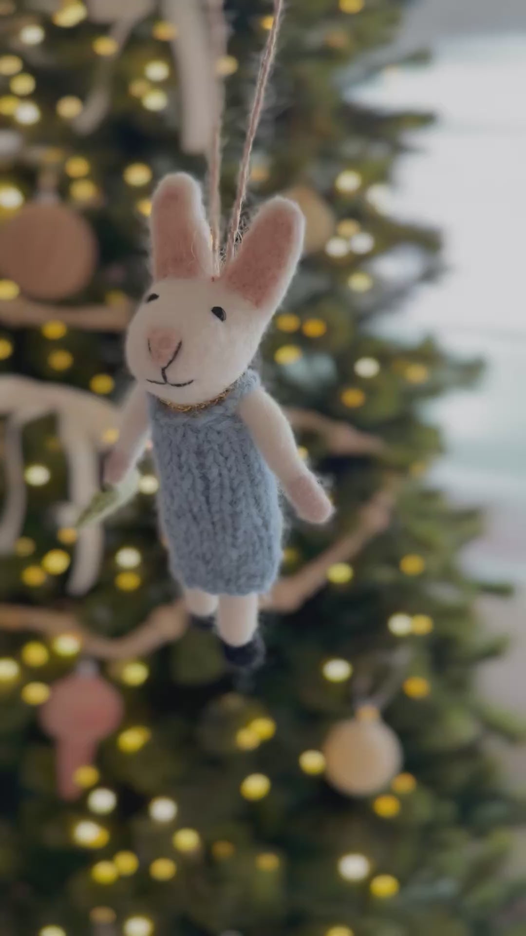 Knitted Dress Bunny Felt Ornament