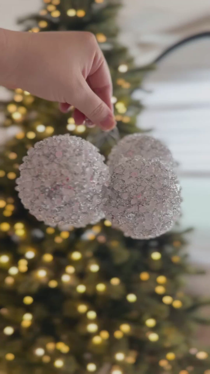 Sikver Sugar Sparkle 8cm Bauble Set (set of 4)